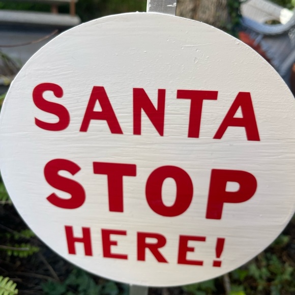 Handpainted Santa Stop Here Christmas Decor Kids Fun Sign Yard Home - Picture 9 of 9